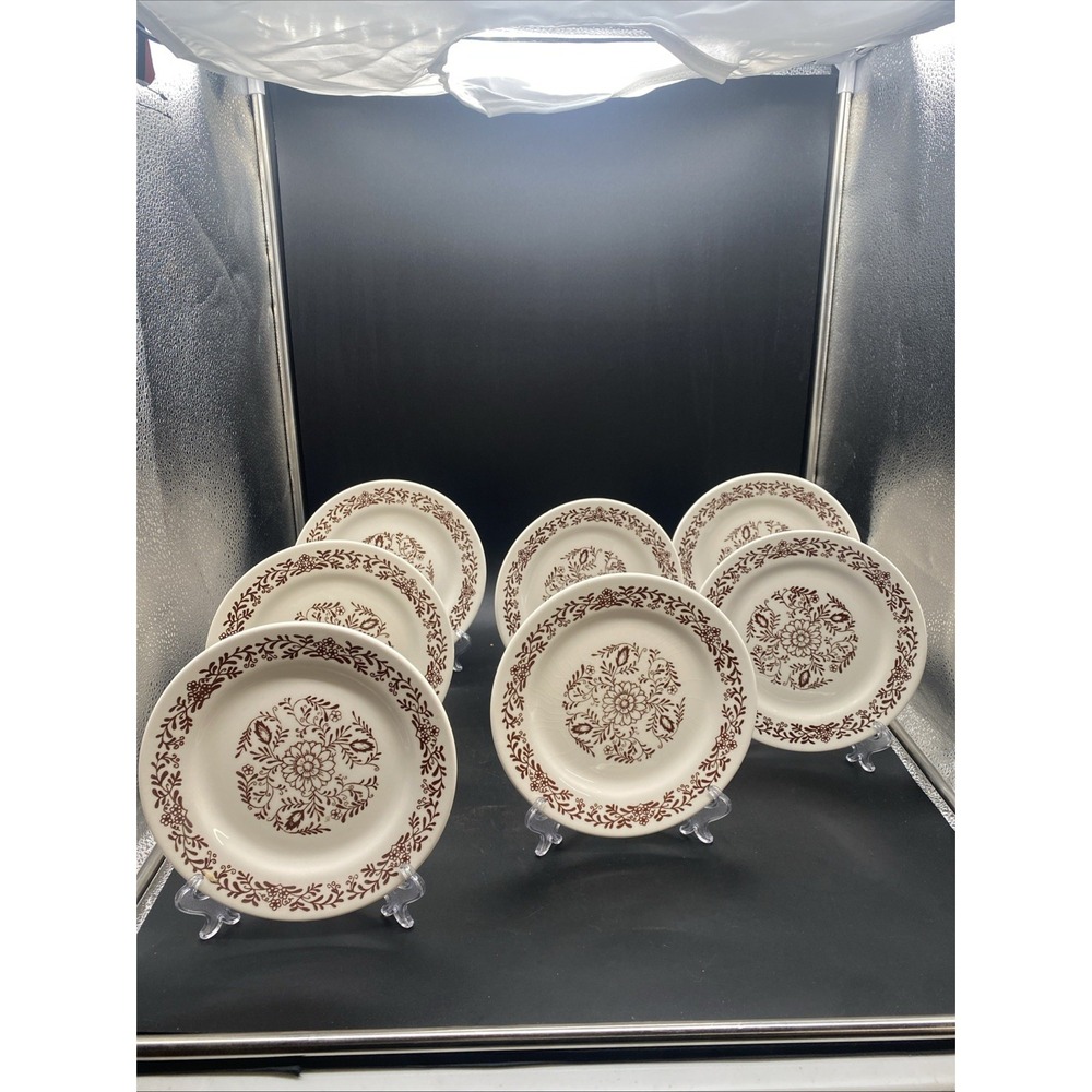 Vintage Oxford 1970s Style Salad Dessert Plate Brown Floral Design, 7